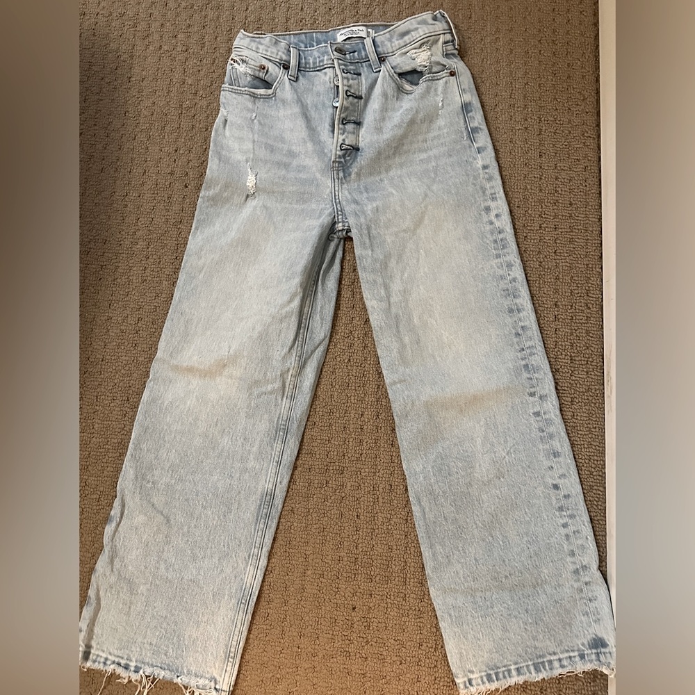 Abercrombie cropped high rise wide leg button fly jeans size 26/2